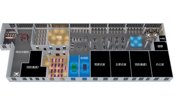 2000平方健身房配置方案-广西开元体育健身器材有限公司