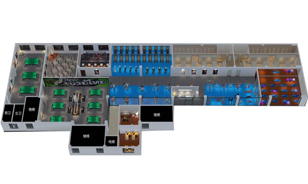 1200平方健身房配置方案-广西开元体育健身器材有限公司