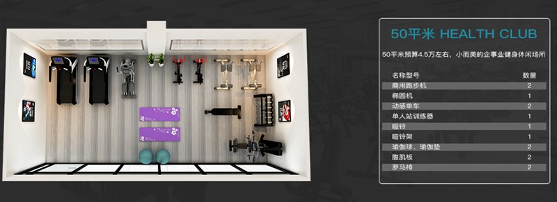 50平方健身室-开元健身器材企事业健身解决方案